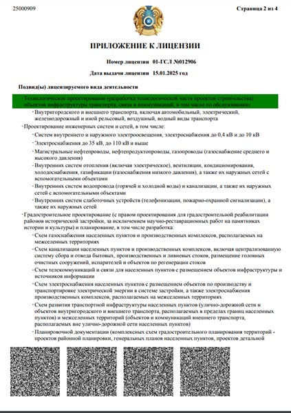 Лицензия архитектурное бюро Астана